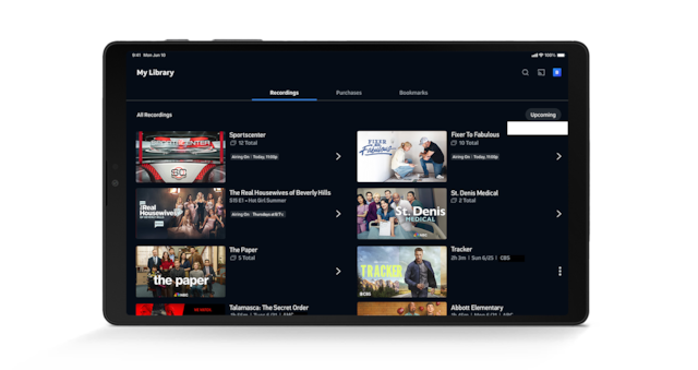 Tablet showing DVR and On Demand content from DIRECTV.