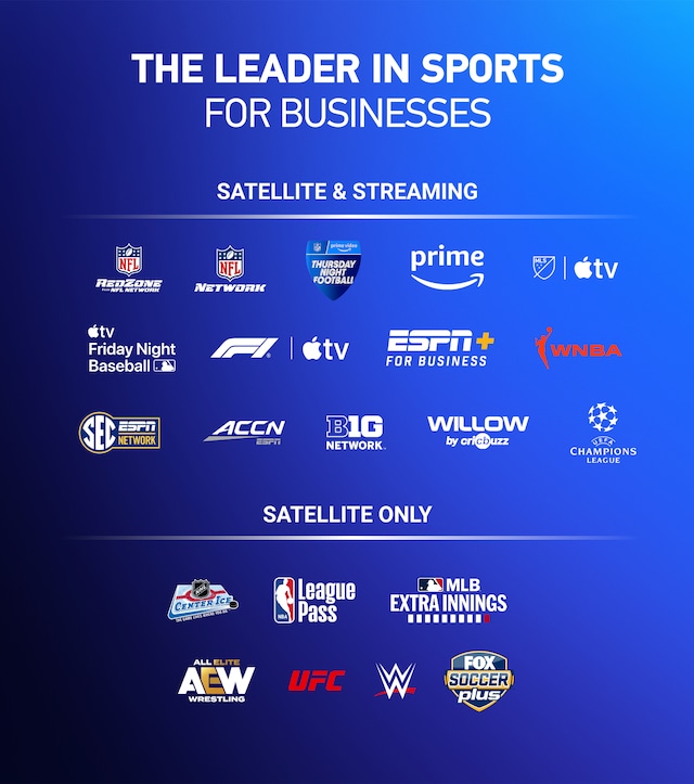 The leader in sports for businesses, streaming or satellite. DIRECTV FOR BUSINESS.