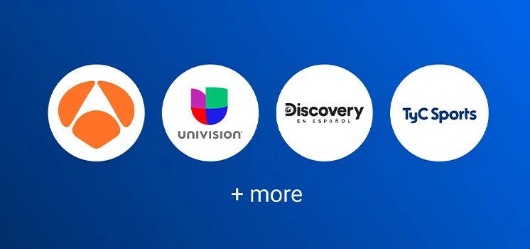 Featured streaming channels for the ÓPTIMO MÁS streaming package are displayed including antena, univision, discovery en espanol, and tyc sports