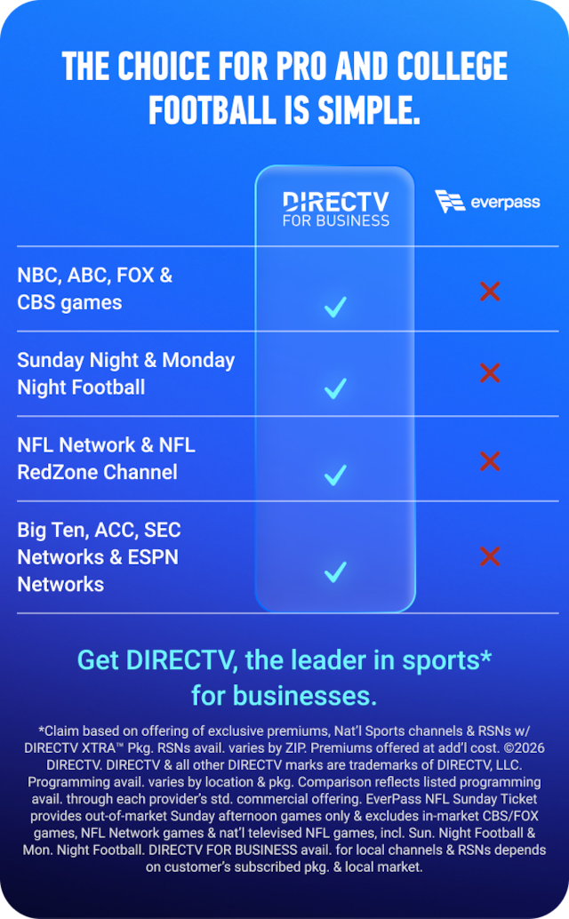 Get DIRECTV, the leader in sports for business