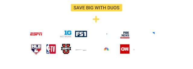 Gemini Air logo with banner reading “Includes $40/mo. in apps” above Disney+, Hulu, and ESPN icons, alongside a DIRECTV Gemini Air streaming device and remote control.