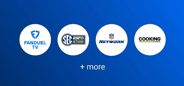 Featured streaming channels for the choice streaming package are displayed including fanduel tv, sec network, nfl network, cooking channel